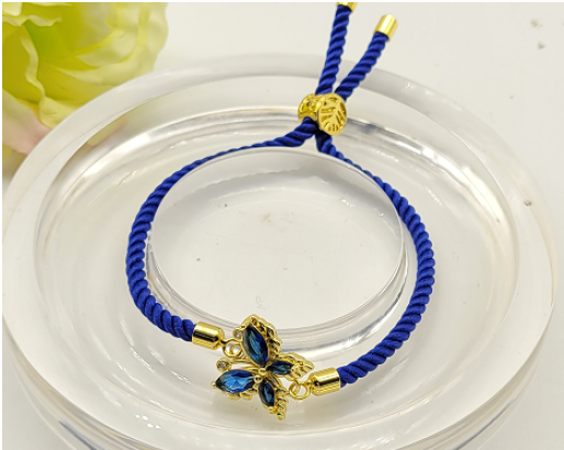 Imported Luxury 3A Premium Zircon Butterfly Adjustable Bracelet – Gold Plated Cord Bracelet