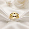 Gold-Plated Zircon Multi-Band Heart Accent Ring