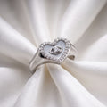 Silver-Plated Eye Heart Ring – Adjustable Protection Crystal Band