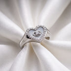 Silver-Plated Eye Heart Ring – Adjustable Protection Crystal Band