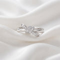 Silver-Plated Crystal Knot Ring – Adjustable Love Knot Statement Band