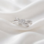 Silver-Plated Crystal Knot Ring – Adjustable Love Knot Statement Band