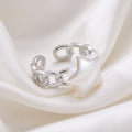 Silver-Plated Star Charm Chain Ring – Adjustable Link Band