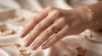 Delicate Filigree Leaf Band Ring – 18K Gold Plated Openwork Botanical