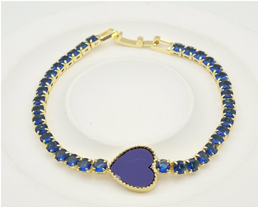 Imported Luxury Heart Centerpiece Bracelet – 18K Gold Plated Zircon Chain Bracelet for Women