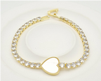 Imported Luxury Heart Centerpiece Bracelet – 18K Gold Plated Zircon Chain Bracelet(Colours Available)