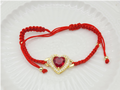 Imported Luxury Red Zircon Heart Adjustable Cord Bracelet – 18K Gold Plated Red String Bracelet