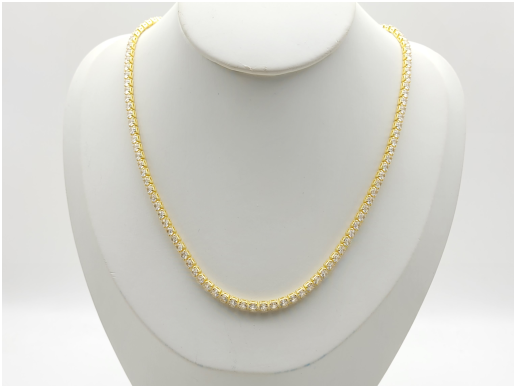 Dazzling Full Zircon Necklace – 18K Gold Plated Continuous Crystal Chain for Women