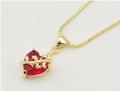 Enchanting Stitched Red Heart Pendant Necklace – 18K Gold Plated 3A Premium Zircon Box Chain