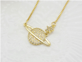 Celestial Saturn Planet & Star Zircon Necklace – 18K Gold Plated