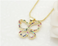 Colorful Zircon Multi-Stone Butterfly Pendant Necklace – 18K Gold Plated