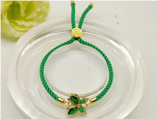 Imported Luxury 3A Premium Zircon Butterfly Adjustable Bracelet – Gold Plated Cord Bracelet