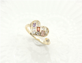 Colorful Baguette & Round Zircon Heart Open Ring –Adjustable