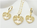 Heart-Shaped Tree of Life Pendant Necklace & Matching Earrings Set