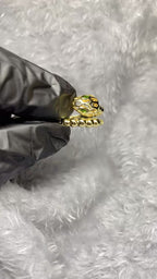Serpenti Emerald Eye Beaded Snake Wrap Ring – 18K Gold Plated