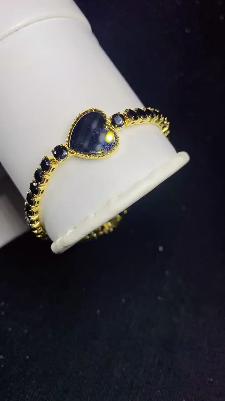Imported Luxury Heart Centerpiece Bracelet – 18K Gold Plated Zircon Chain Bracelet for Women