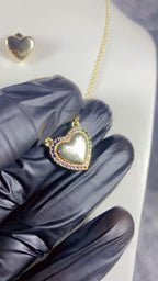 Rainbow Zircon Heart Pendant Necklace & Black Enamel Heart Stud Earrings Set