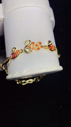 Gold-Plated Amber Zircon Peacock Link Bracelet