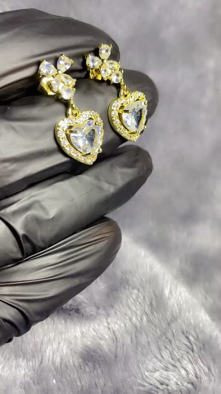 Dazzling Clear Crystal Heart Drop Earrings
