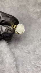 Gold-Plated White Rose Chain Ring – Adjustable Floral Statement Band
