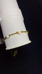 Tri-Color Zircon Layered Flower Chain Bracelet