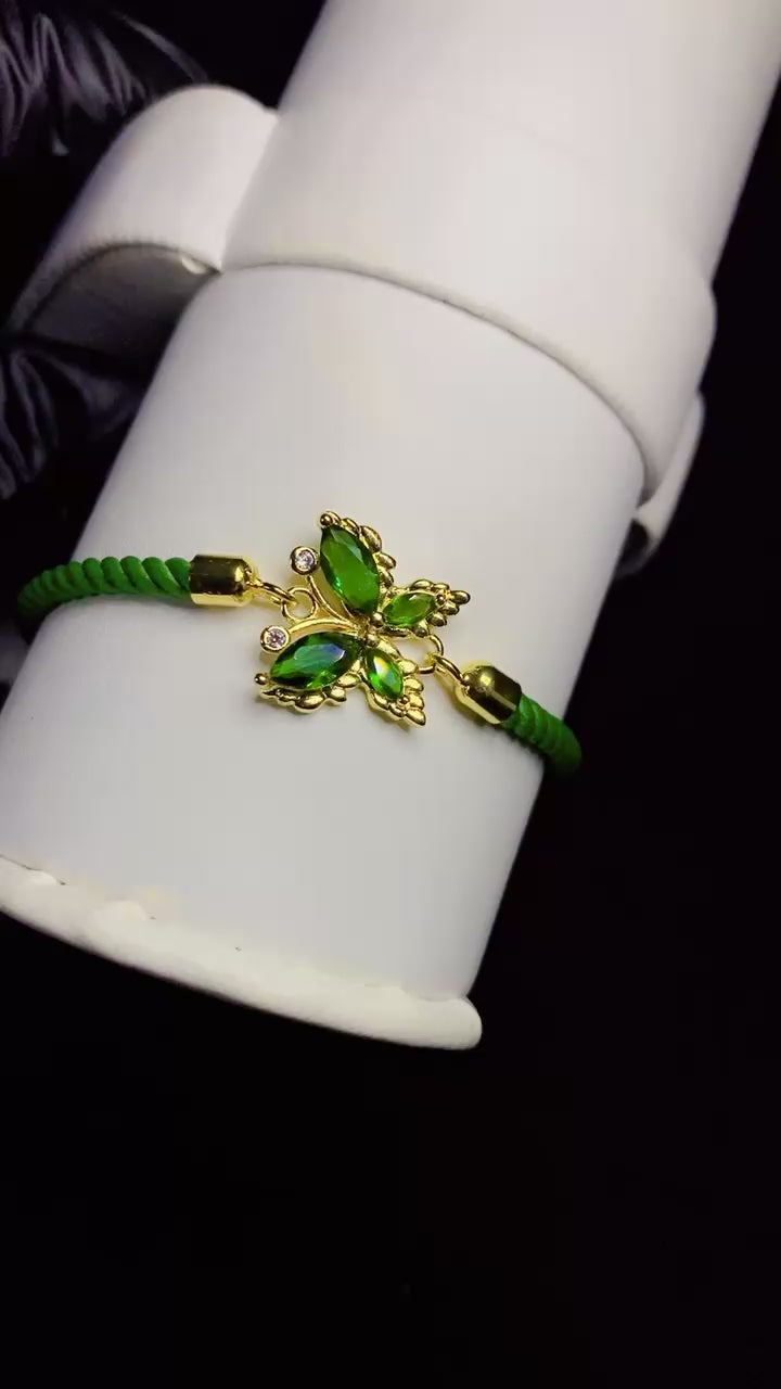Imported Luxury 3A Premium Zircon Butterfly Adjustable Bracelet – Gold Plated Cord Bracelet