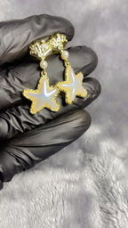 Oceanic Seashell & Pearl Starfish Drop Earrings