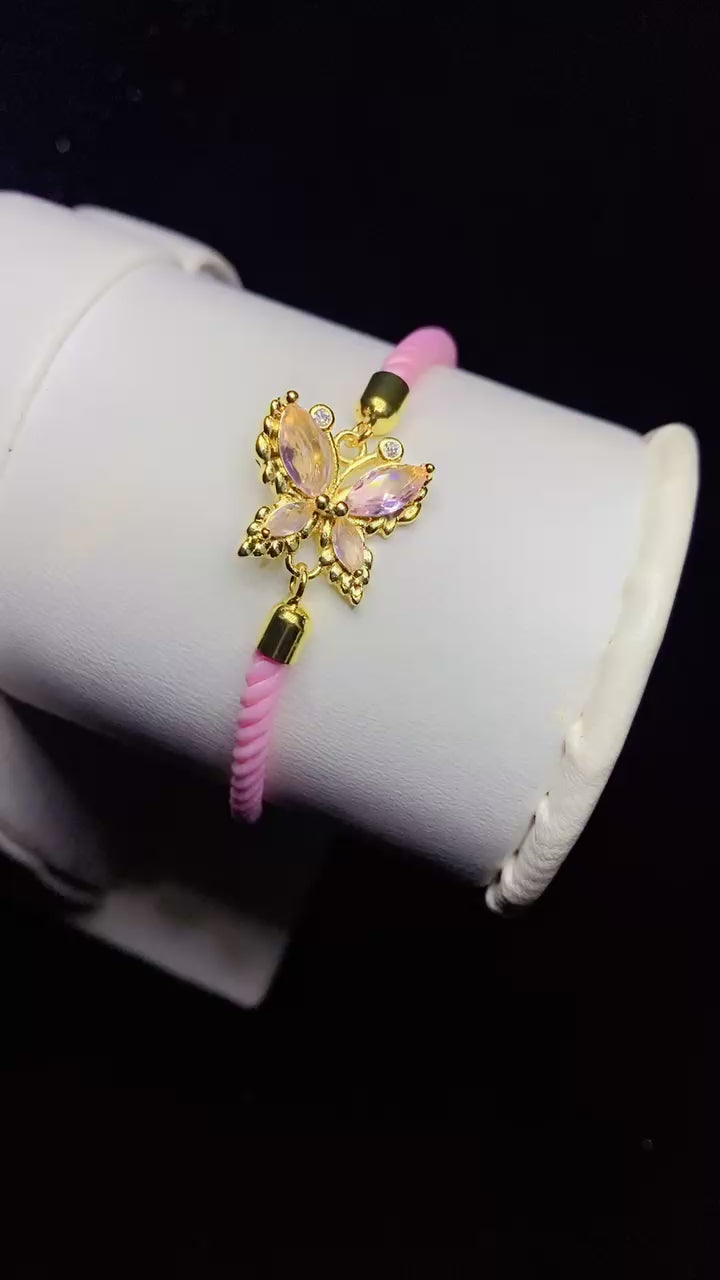 Imported Luxury 3A Premium Zircon Butterfly Adjustable Bracelet – Gold Plated Cord Bracelet