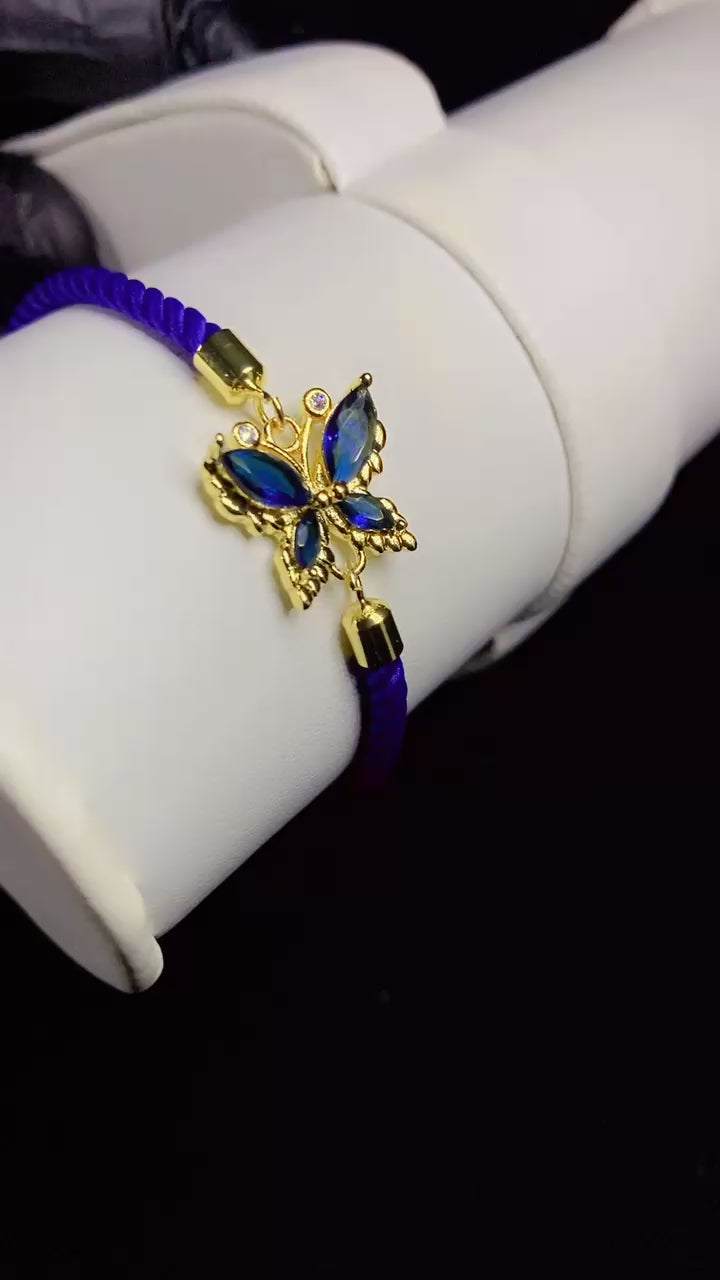 Imported Luxury 3A Premium Zircon Butterfly Adjustable Bracelet – Gold Plated Cord Bracelet