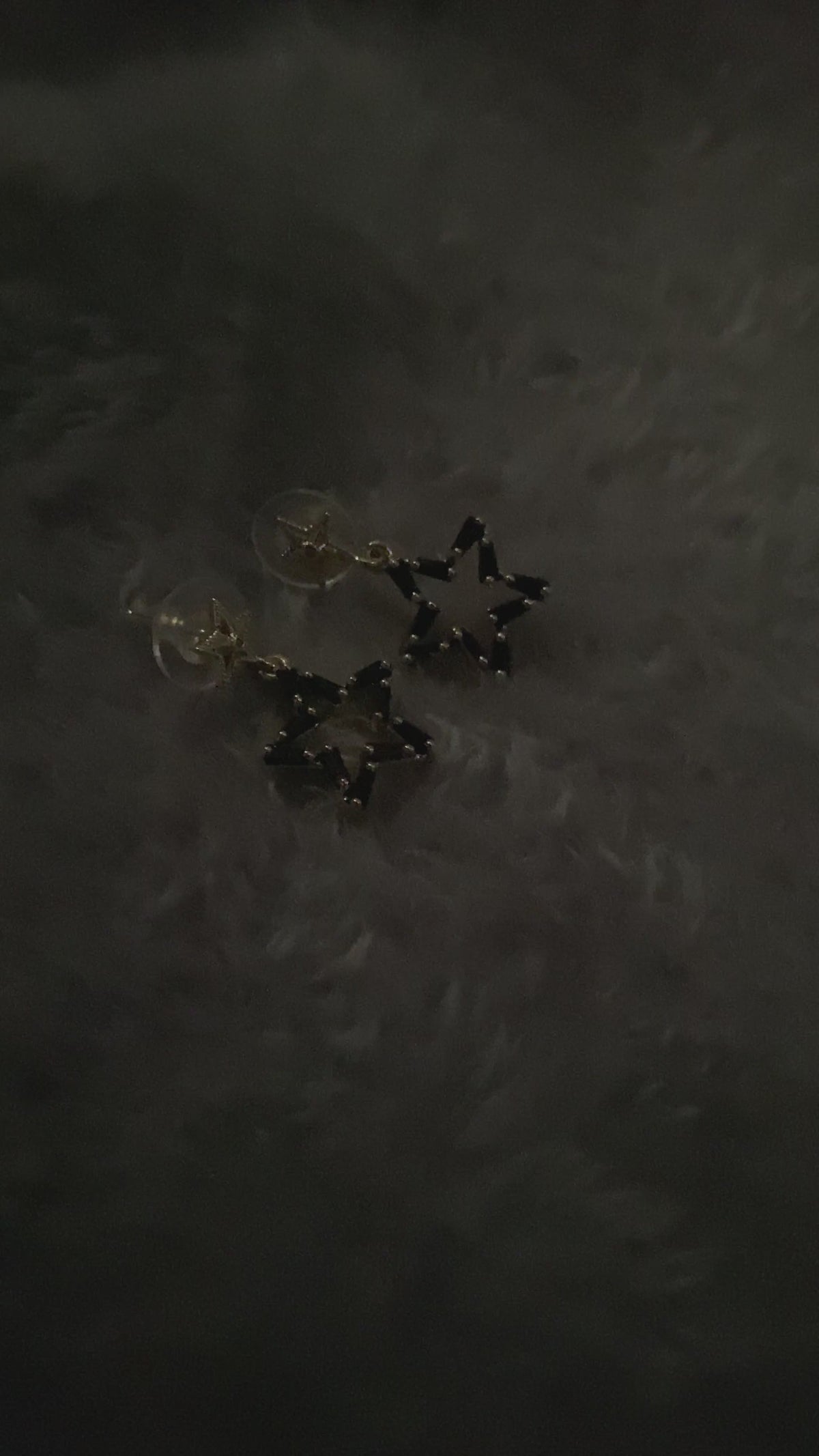 Edgy Black Baguette Zircon Star Drop Earrings