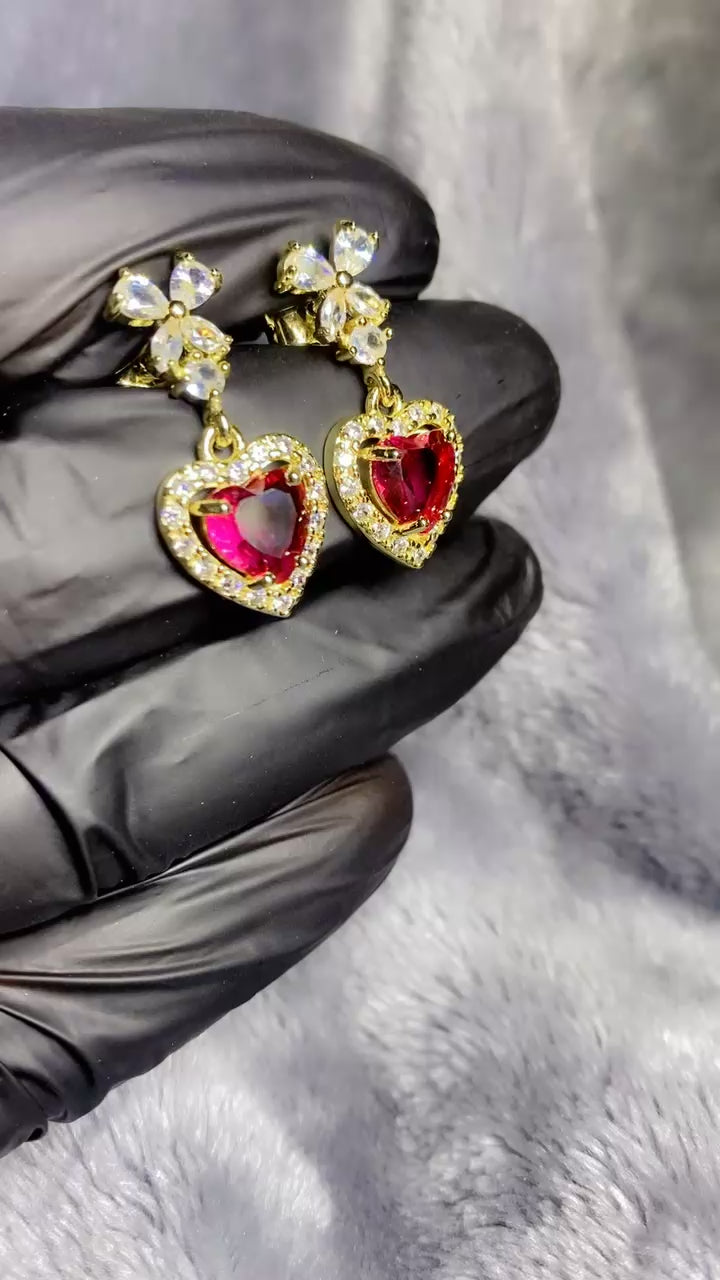 Dazzling Clear Crystal Heart Drop Earrings