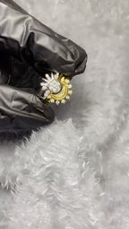 Two-Tone Celestial Sun and Moon Ring – Adjustable Stacking Band