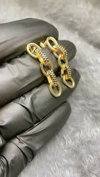 Chic Textured Curb Chain Drop Earrings – 18K Gold Plated Link Jewellery